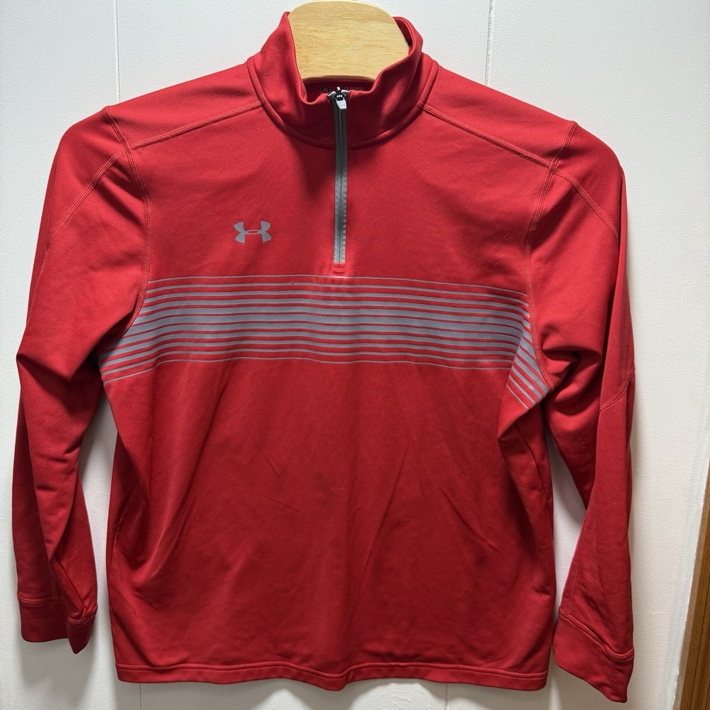Under Armour Sweatshirt Mens Size XL Red 1/4 Zip Long Sleeve‎ Loose Fit